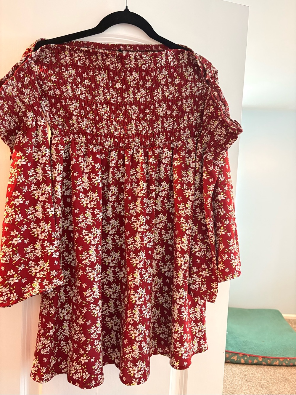 Red Floral Off-Shoulder Dress - Picture 2 of 2